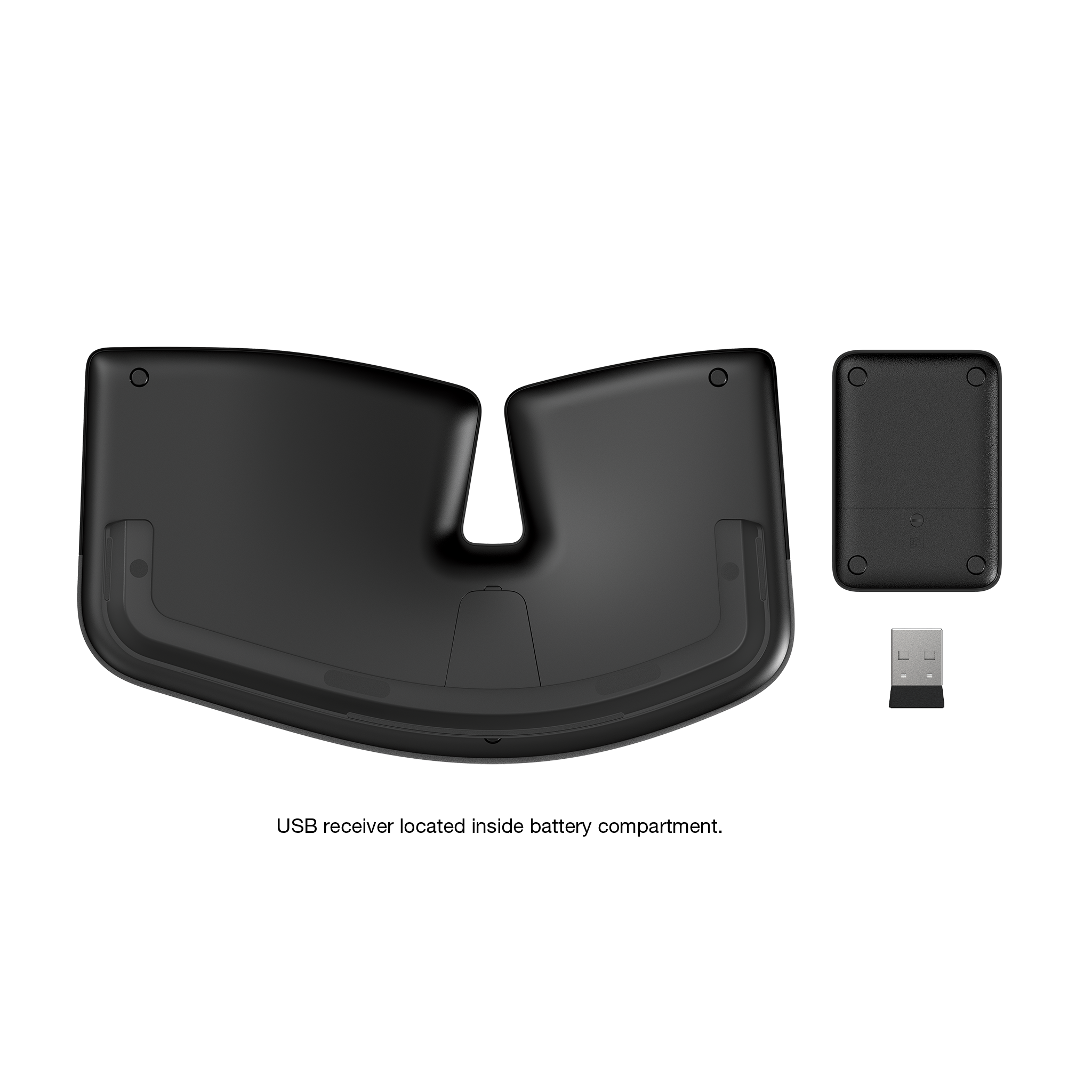 USB receiver located inside battery compartment