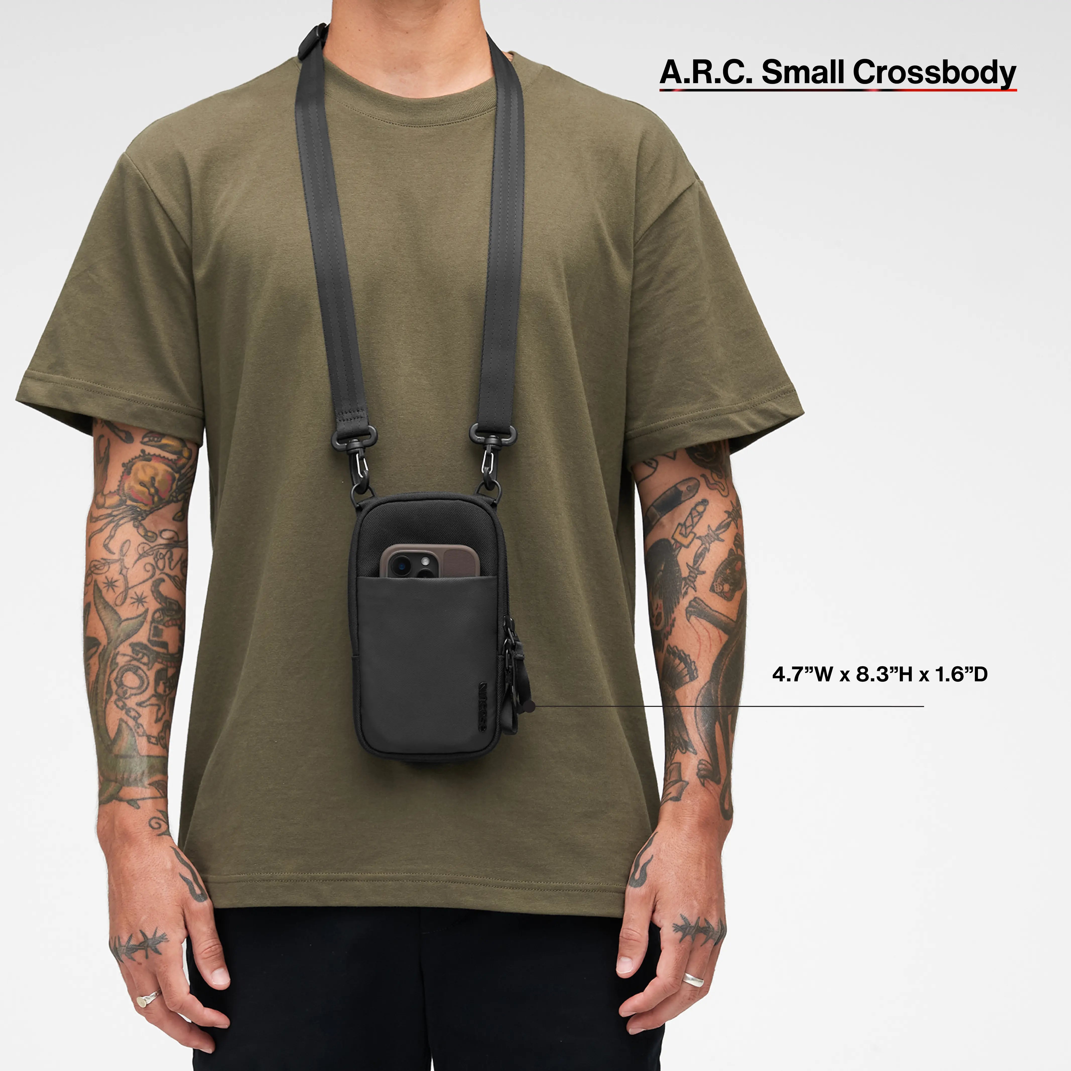 A.R.C. Small Crossbody Bag With ReSpun 100% Recycled Polyester Incase