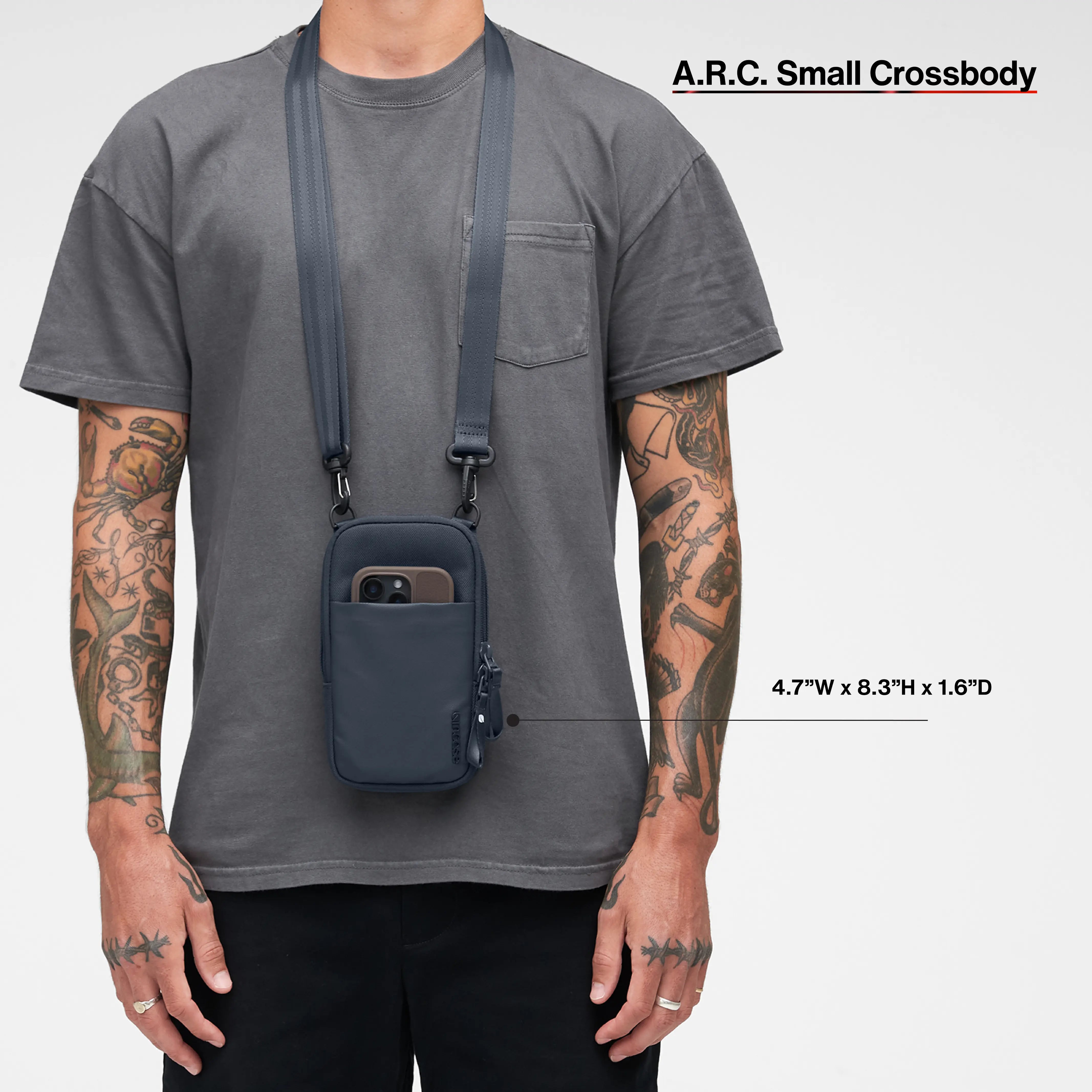 A.R.C. Small Crossbody Bag With ReSpun 100% Recycled Polyester Incase