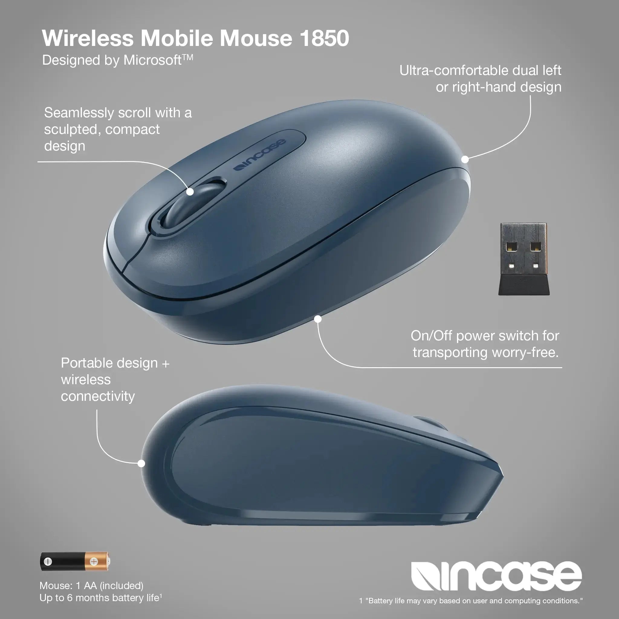 Wireless Mobile Mouse 1850 Incase-Microsoft