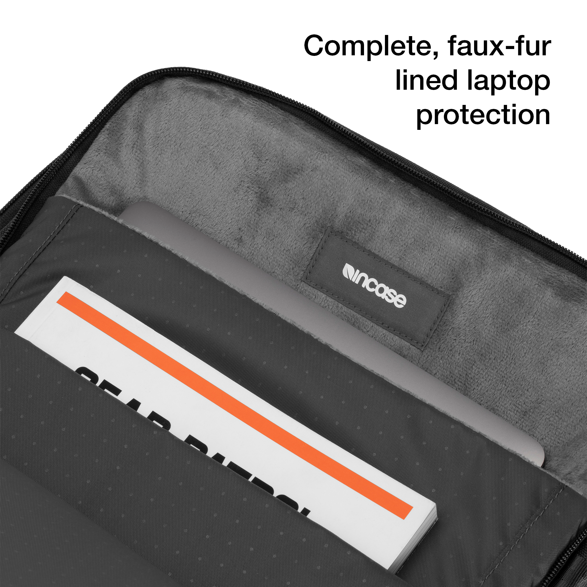 complete, faux-fur lined laptop