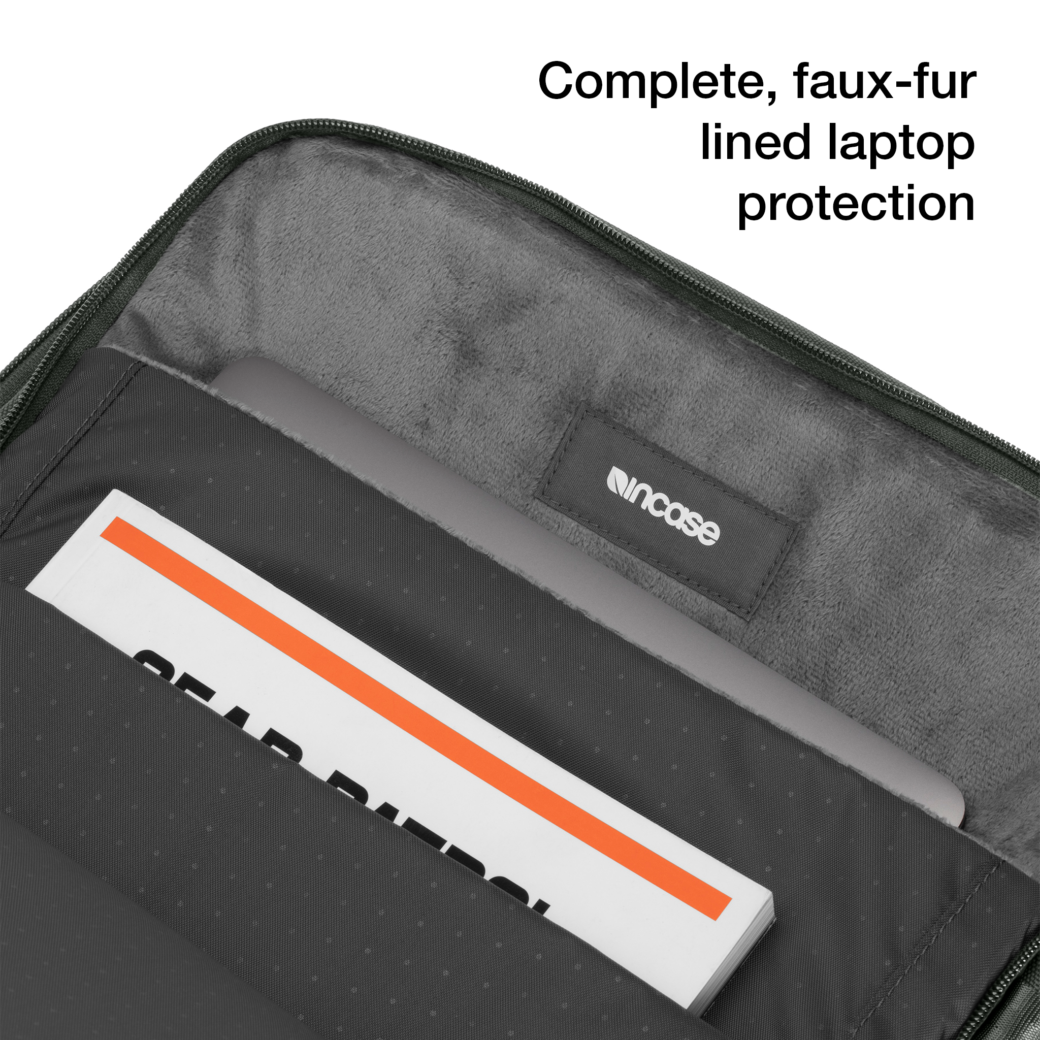 complete, faux-fur lined laptop