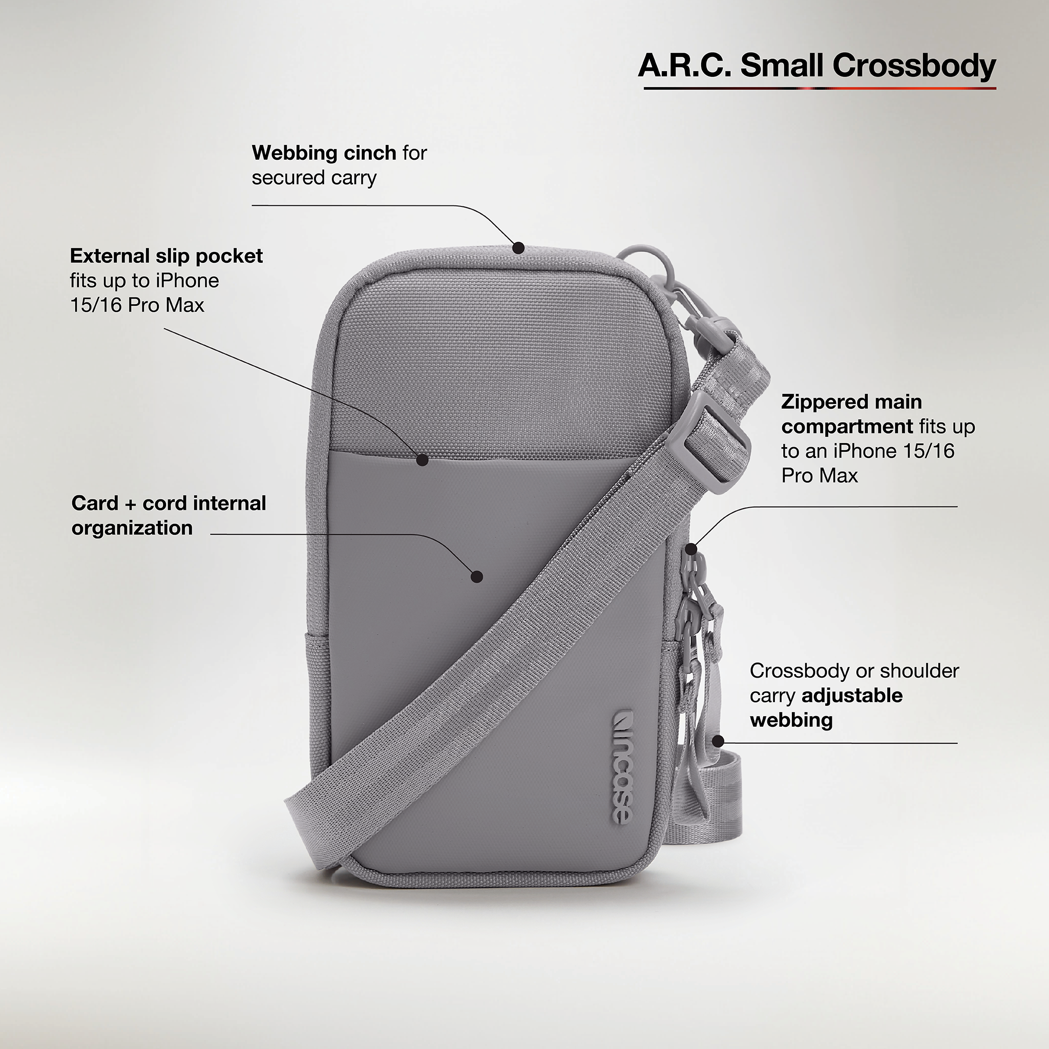A.R.C. Small Crossbody Bag With ReSpun 100% Recycled Polyester - Incase.com