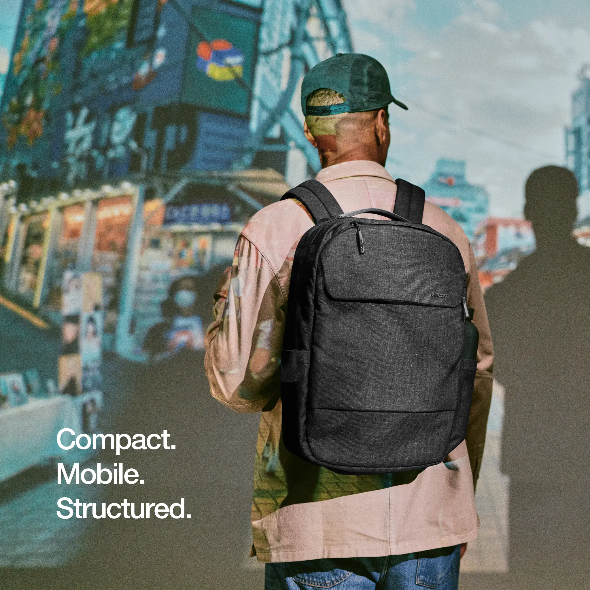 Crosstown Backpack with Woolenex 20L Incase describing its compact, mobile, and structured design