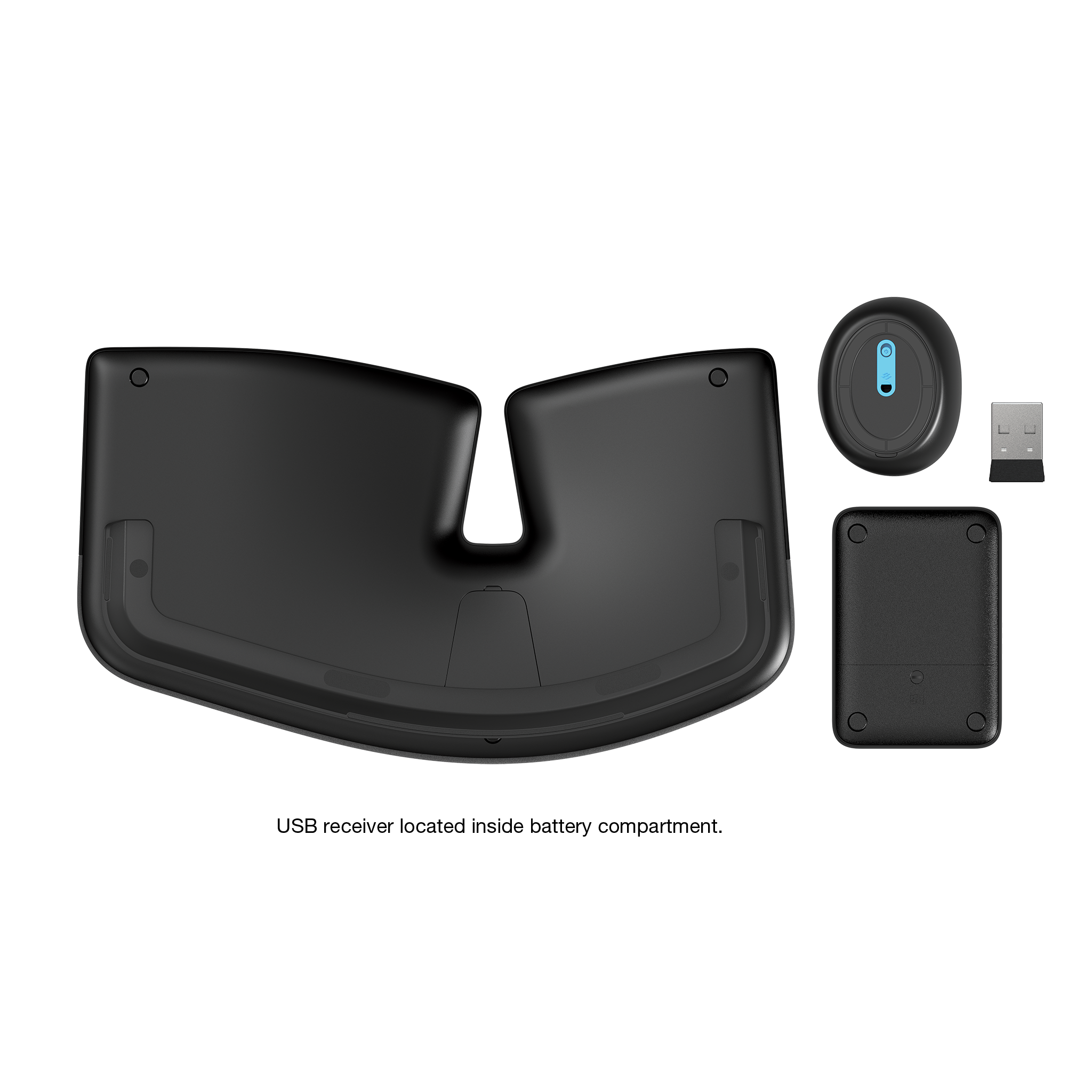 USB receiver located inside battery compartment