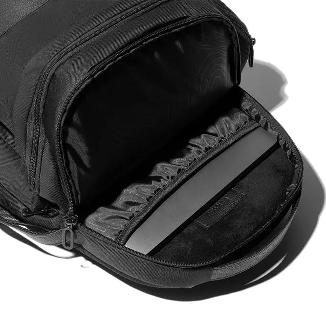 Black | Twill & Leather Backpack - Black