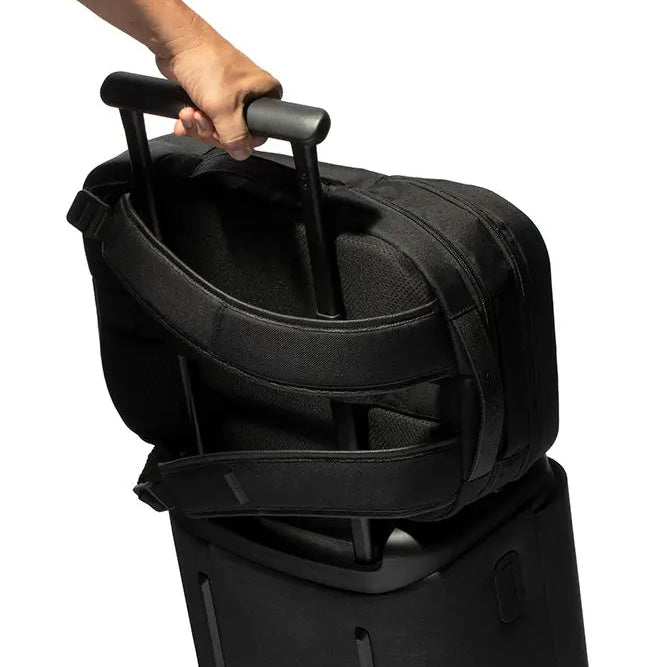 Black | Twill & Leather Backpack - Black