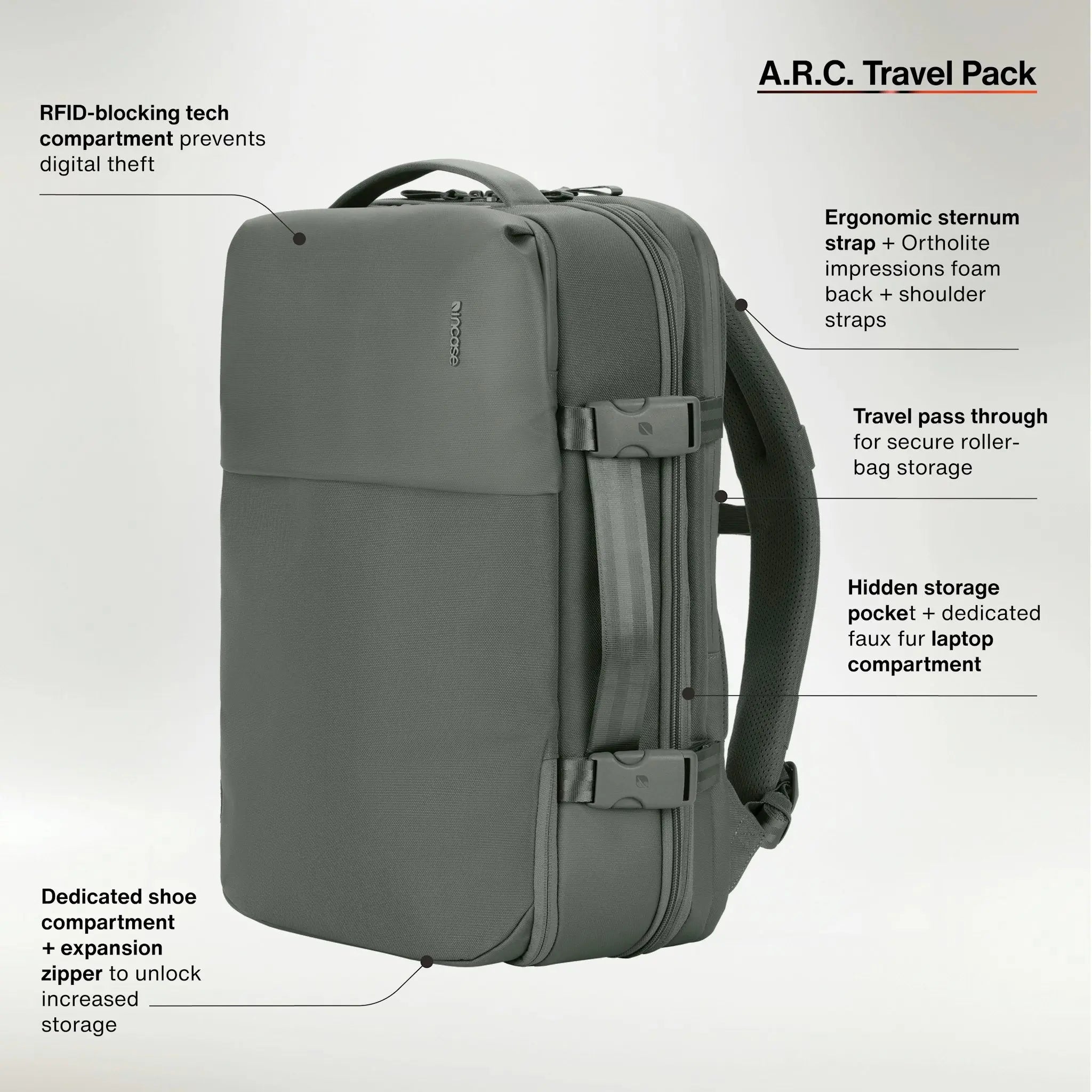 A.R.C. Travel Pack With ReSpun 100% Recycled Polyester 38L Incase