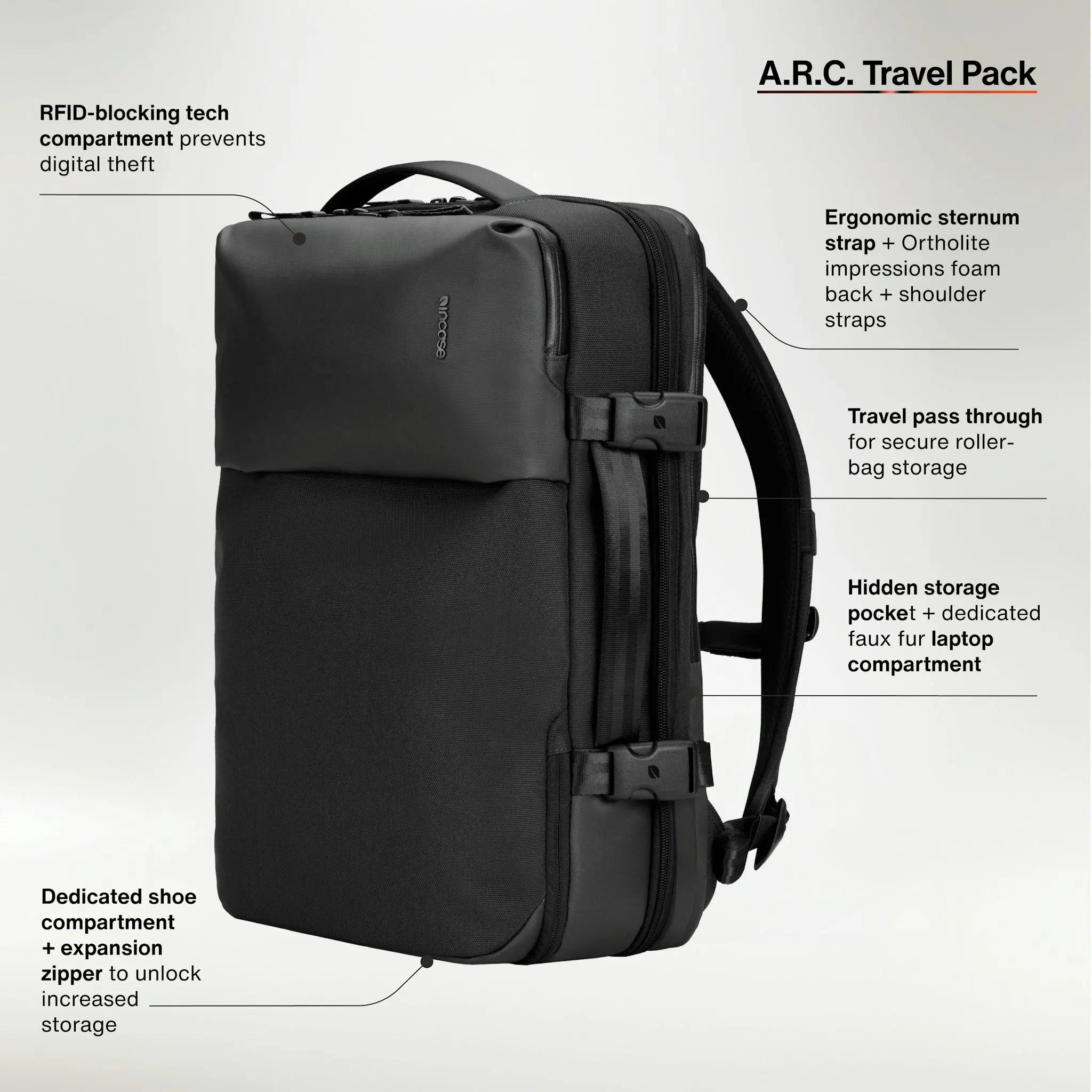A.R.C. Travel Pack With ReSpun 100% Recycled Polyester 38L Incase