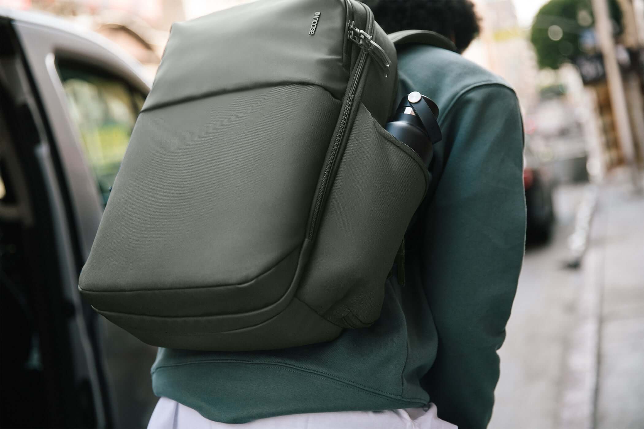 person wearing Incase A.R.C. Daypack