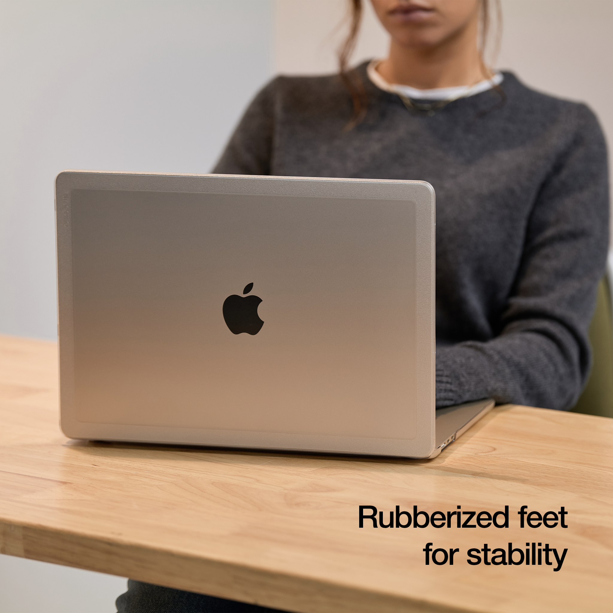Edge Hardshell Case with Makrolon® for 14-inch MacBook Pro (M1-M4, 2021-2024) highlighting rubberized feet design for stability