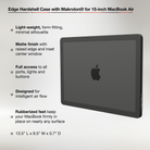 Edge Hardshell Case with Makrolon® for 15-inch MacBook Air (M2-M4, 2022-2025) highlighting product features and dimensions