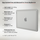 Edge Hardshell Case with Makrolon® for 15-inch MacBook Air (M2-M4, 2022-2025) highlighting product features and dimensions