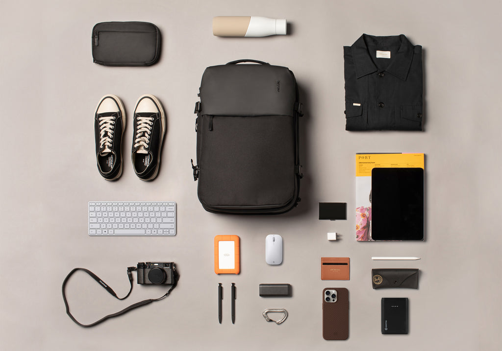 flat lay photo of multiple travel accessories