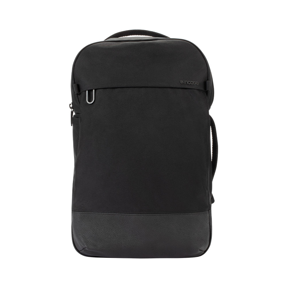 Black | Twill & Leather Backpack - Black